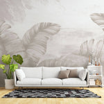 Tapet personalizat leaf cu frunze tropicale in nuante de bej faded palms