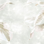 Tapet personalizat leaf cu frunze tropicale in nuante fade de verde pastel leaves