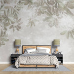Tapet personalizat leaf cu frunze tropicale in partea de sus cu fundal texturat hanging leaves