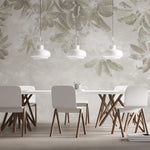 Tapet personalizat leaf cu frunze tropicale in partea de sus cu fundal texturat hanging leaves