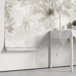 Tapet personalizat leaf cu frunze tropicale in partea de sus cu fundal texturat hanging leaves