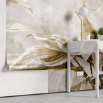 Tapet personalizat leaf cu frunze tropicale maro pe un fundal texturat dracaena brown