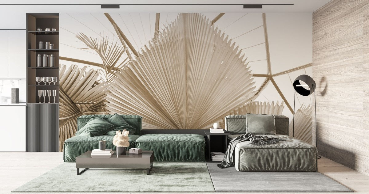 fototapet personalizat leaf cu frunze de palmier uscate intr o nuanta calda ideal pentru un decor natural si relaxant dry palm