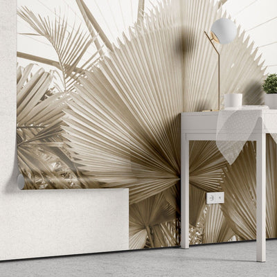 fototapet personalizat leaf cu frunze de palmier uscate intr o nuanta calda ideal pentru un decor natural si relaxant dry palm