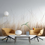 Fototapet personalizat leaf cu frunze si iarba de pampas uscata in tonuri naturale de bej si maro oferind un aspect delicat si boem dry nature