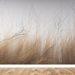 Fototapet personalizat leaf cu frunze si iarba de pampas uscata in tonuri naturale de bej si maro oferind un aspect delicat si boem dry nature