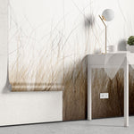 Fototapet personalizat leaf cu frunze si iarba de pampas uscata in tonuri naturale de bej si maro oferind un aspect delicat si boem dry nature