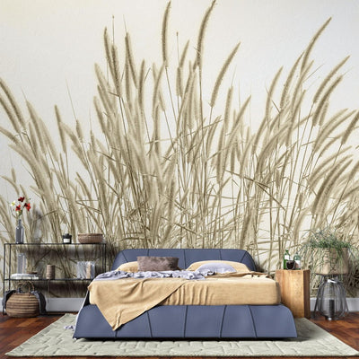 fototapet personalizat leaf cu frunze si tulpini inalte de trestie in nuante aurii ideal pentru a adauga textura si un sentiment de inaltime spatiului golden reed