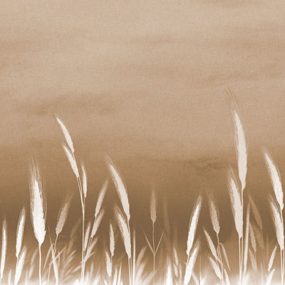 tapet personalizat leaf cu frunze cu spice albe de grau pe un fundal maro deschis oferind un accent subtil de natura si eleganta wheat accent