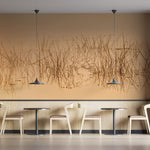Fototapet personalizat leaf cu cu iarba acvatica in reflexia apei in nuante intunecate evocand o ambianta misterioasa si relaxanta water grass dark