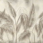 Tapet personalizat leaf cu umbre delicate de frunze de palmier in tonuri de bej si gri creand o atmosfera subtila si eleganta palm shadows