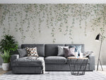 Tapet personalizat leaf cu frunze mici delicate in nuante de verde pal cazand in cascada ideal pentru un decor proaspat si primitor pretty little leaves