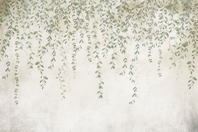 tapet personalizat leaf cu frunze mici delicate in nuante de verde pal cazand in cascada ideal pentru un decor proaspat si primitor pretty little leaves