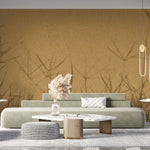 Fototapet personalizat leaf cu umbre de iarba proiectate pe un fundal nisipiu creand un efect vizual interesant si minimalist ideal pentru spatii moderne grass shadows