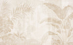 Tapet personalizat leaf cu frunze de palmier in tonuri de bej pe un fundal texturat deschis aducand o atmosfera calda si luminoasa tropical texture
