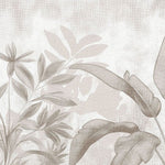 Tapet personalizat leaf cu frunze stilizate in tonuri de bej si gri cu un aspect de hartie texturata ideal pentru un decor natural si calm paper leaves