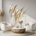 Tapet Personalizat Leaf cu trestie de camp pe fundal alb - MINIMALIST REEDS