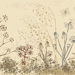 Tapet Personalizat Leaf cu frunze si plante de camp abstracte in nuante de bej si crem 4 - FLORAL SKETCH LANDSCAPE