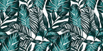 Tapet Personalizat Leaf cu ilustratie de frunze in nuante verde marin - GRAPHIC ART LEAVES CYAN