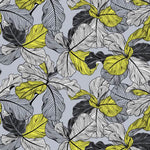 Tapet Personalizat Leaf cu frunze in nuante de gri si accente galbene - YELLOW ACCENT LEAF