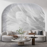 Tapet Personalizat Leaf cu pene albe si gri - SOFT WHITE FEATHERS