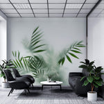 Tapet Personalizat Leaf cu frunze verzi in ceata - GLASS LEAVES I