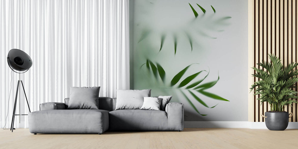 Tapet Personalizat Leaf cu frunze verzi cu fundal estompat - GLASS LEAVES II