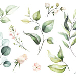 Tapet Personalizat Leaf cu elemente florale si frunze in stil watercolor - LEAF ELEMENTS