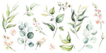 Tapet Personalizat Leaf cu elemente florale si frunze in stil watercolor - LEAF ELEMENTS