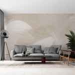 Tapet Personalizat Leaf cu pene in nuante crem si bej - LIGHT BEIGE FEATHERS