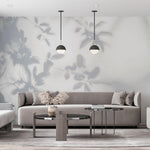 Tapet Personalizat Leaf cu umbre de frunze pe perete alb texturat - LEAFY SILHOUETTE