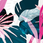 Tapet Personalizat Leaf cu frunze exotice roz si albastre - PINK BEFORE BLUE