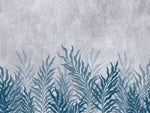 Tapet Personalizat Leaf cu frunze oundulate albastre pe fundal cimentat - CURLY LEAVES