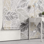 Tapet Personalizat Leaf cu forme de frunze si texturi mixte in nuante de bej si gri - SEE THROUGH TEXTURE