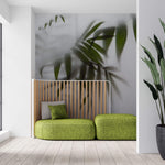 Tapet Personalizat Leaf cu frunze de palmier in spatele perdelei - BEHIND THE DRAPES