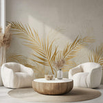 Tapet Personalizat Leaf cu frunze de palmier aurii in vant - BRASSY WIND