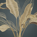 Tapet Personalizat Leaf cu frunze in stil plaster in relief - GOLDEN BANANA LEAF