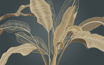 Tapet Personalizat Leaf cu frunze in stil plaster in relief - GOLDEN BANANA LEAF