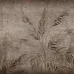 Tapet Personalizat Leaf cu bambus si palmieri pe un fundal texturat in stil vintage inchis - SEPIA DARK FOREST