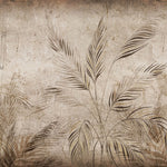 Tapet Personalizat Leaf cu bambus si palmieri pe un fundal texturat in stil vintage deschis - SEPIA LIGHT FOREST