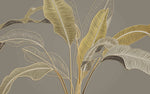 Tapet Personalizat Leaf cu frunze in stil plaster in relief in nuante aurii - GLITTER GOLD BANANA