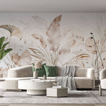 Tapet Personalizat Leaf cu frunze roz pastel in stil watercolor - LIGHT PINK WATERCOLOR