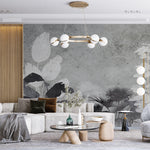 Tapet Personalizat Leaf cu frunze gri pe un fundal de ciment texturat - CONCRETE TROPICAL