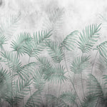Tapet Personalizat Leaf cu ilustratie cu frunze verzi de palmier intr-un fundal gri - MINTY DARK LEAVES
