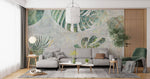Tapet Personalizat Leaf cu frunze de monstera in nuante verzi-albastrui cu efect lichid - LIQUID MONSTERA