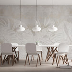 Tapet Personalizat Leaf cu frunze deschise pe un fundal stucco gri - FADED STUCCO LEAVES