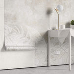 Tapet Personalizat Leaf cu frunze deschise pe un fundal stucco gri - FADED STUCCO LEAVES
