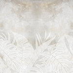 Tapet Personalizat Leaf cu frunze deschise pe un fundal stucco gri - FADED STUCCO LEAVES