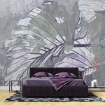 Tapet Personalizat Leaf cu frunze de monstera in culori de accent mov si verde - LILA MONSTERA