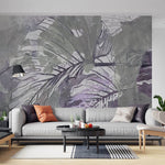 Tapet Personalizat Leaf cu frunze de monstera in culori de accent mov si verde - LILA MONSTERA